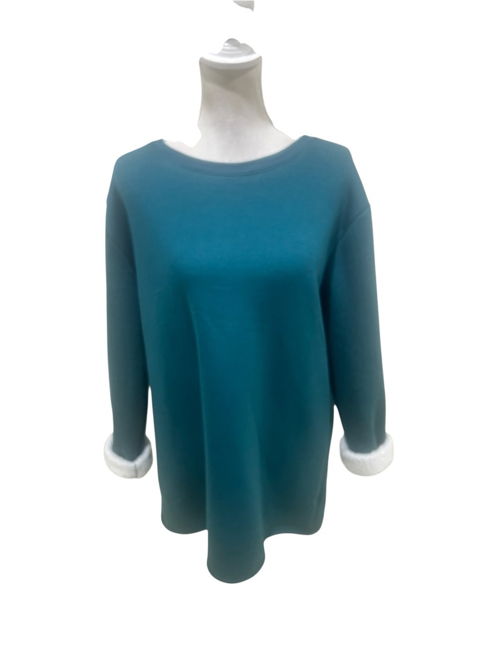 Yeokou Teal Long Sleeve fleece lined Sweatshirt long line size large